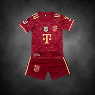 เสื้อฟุตบอลเด็กผู้ชายและผู้หญิงเสื้อแขนสั้นกางเกงขาสั้นผ้านิ…