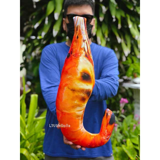 ตุ๊กตาปลาหมึกย่าง กุ้งเผา กุ้งต้ม ขนาด 50 cm. งาน3D รีดสกรีนสีสวยสดใสเหมือนจริงมากแม่