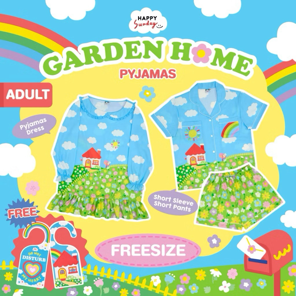 (พร้อมส่ง) HAPPY SUNDAY GARDEN HOME PYJAMAS | ชุดนอนลายทุ่งดอกไม้