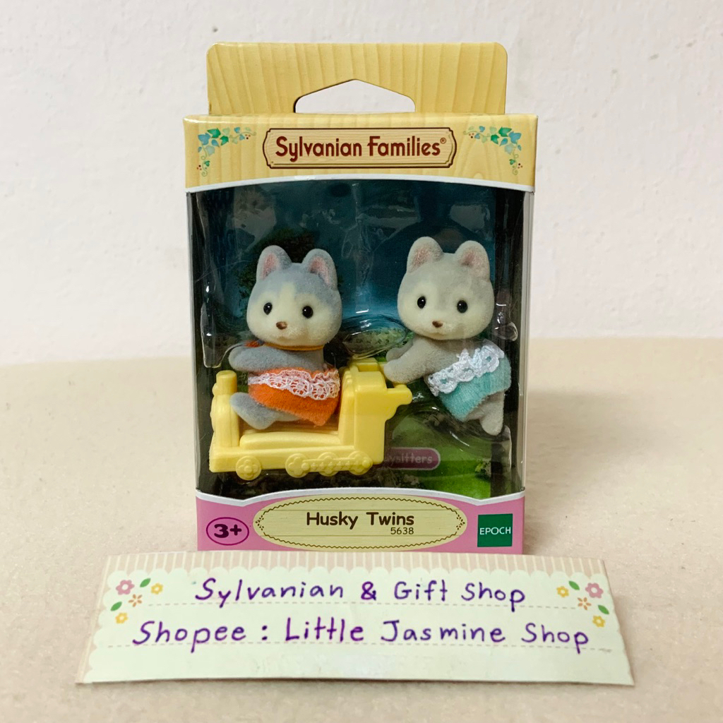 🏠 ตุ๊กตาเบบี้ฝาแฝดหมาฮัสกี้ พร้อมของเล่นรถไฟ ซิลวาเนียน Husky Twins (Train) : Sylvanian Family Husky