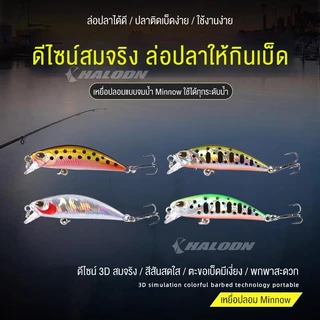 HALODN เหยื่อตกปลา ลาพลาสติก เหยื่อเบส Minnow Sinking Lure ปลอม 5 กรัม 5 ซม. พร้อมตะขอ 2 ชิ้น นตกปลาล