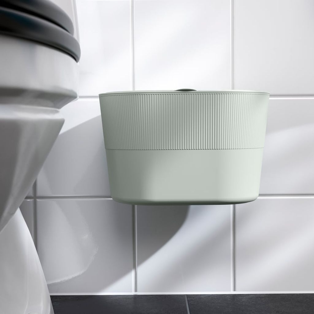 ถังขยะพร้อม ฝาปิด กาวในตัว/เขียว, 4 ลิตร KINNASJÖ ชินนาซเยอ IKEA