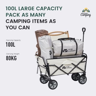 Mobi GARDEN รถเข็นแคมป์ปิ้ง รถเข็น รถเข็นพับได้ ขนาดใหญ่ ความจุ Wagon แบบพกพา ที่จับกระเป๋าเดินทาง ช้อปปิ้ง