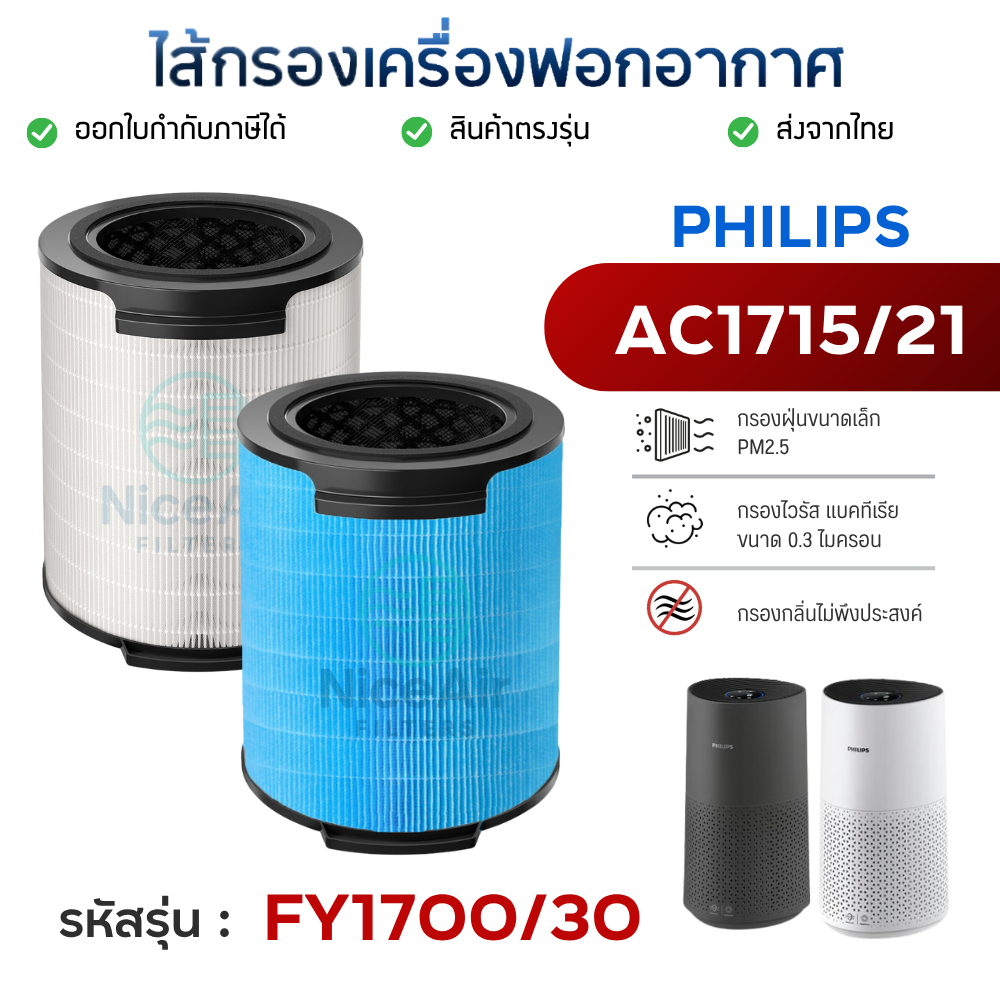 ไส้กรองอากาศ Philips FY1700/30 เครื่องฟอกอากาศ AC1715 กรองฝุ่น กลิ่น pm2.5