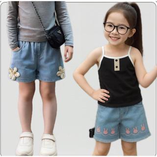 MC148 กางเกงยีนส์เด็กหญิงสุดหวาน 💙 ดีไซน์แต่งดอกไม้ 3 มิติแล…