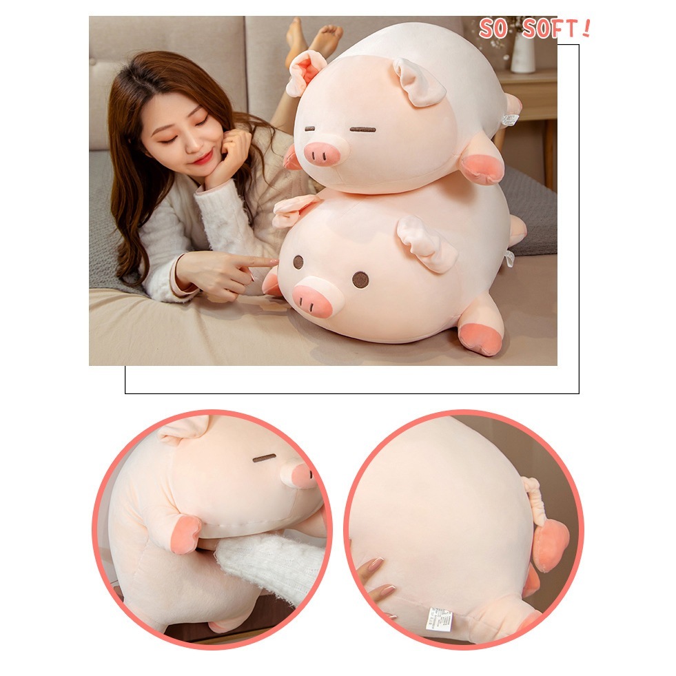 หมอนตุ๊กตาหมู สีชมพู ตุ๊กตาหมู ผ้านาโน อ่อน นุ่ม น่ารัก ขนาด 35 ซม. ของเล่นเด็ก ของขวัญวันเกิด - รูปที่ 3