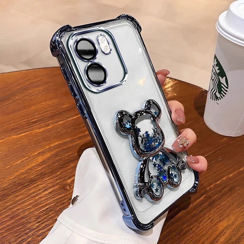 ส่งด่วน เคสใสขอบสีหมีตู้น้ำ สำหรับ OPPO A6S A6C A5i A3 A3X A5Pro A5X A6T A6PRO A6 A6X กระกันแทก ขอบสี น้องหมี หรูหรา E3