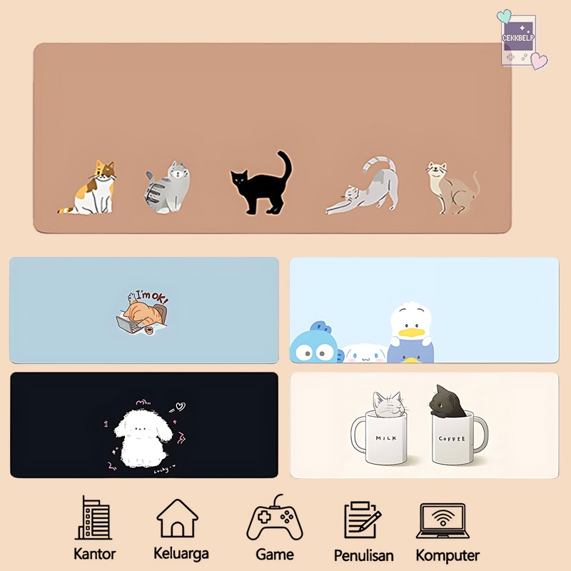 แผ่นรองเมาส์สำหรับเล่นเกม แผ่นรองเมาส์ขนาดใหญ่พิเศษ หนา 3 มม เสื่อโต๊ะตุ๊กตาน่ารักการเรียนรู้เสื่อกันลื่นเสื่อเมาส์คีย์บ