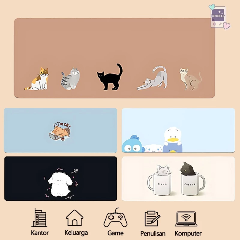 แผ่นรองเมาส์สำหรับเล่นเกม แผ่นรองเมาส์ขนาดใหญ่พิเศษ หนา 3 มม เสื่อโต๊ะตุ๊กตาน่ารักการเรียนรู้เสื่อกันลื่นเสื่อเมาส์คีย์บ