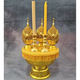 พานเครื่องทองน้อย พานสักการะ (ราคาเป็นชุด)002