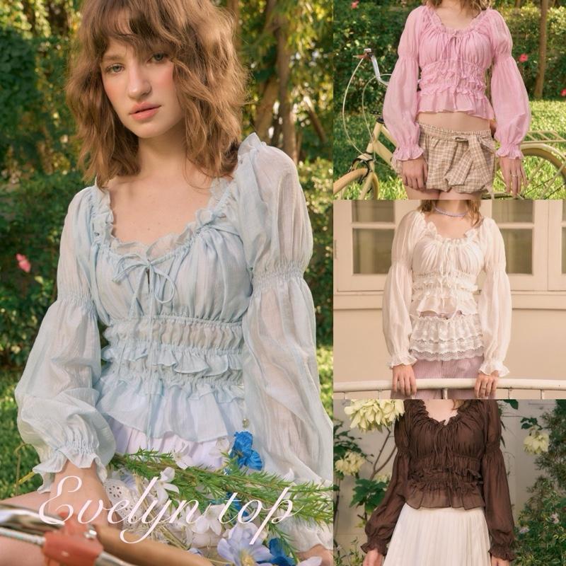 (5สี 3ไซส์) EVELYN RIBBON TOP เสื้อแขนยาว ผูกโบว์ รุ่น T110 -Mesave