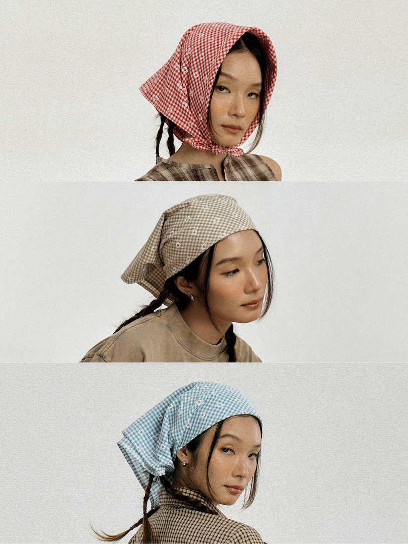 ENDOFMACH | EM CHECKERED HEADSCARF ผ้าผูกผม ผูกเอว size 60*60 cm