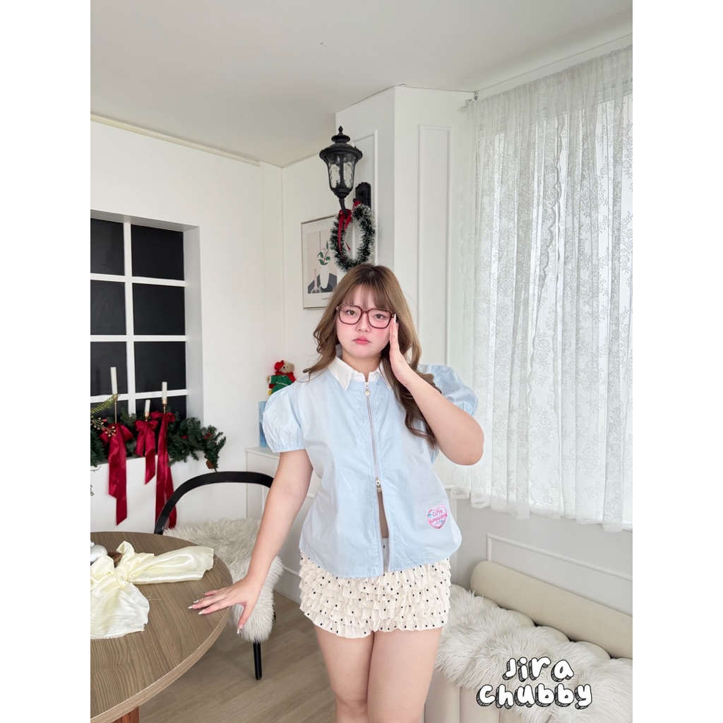 ส่งฟรี+ส่วนลดโปรเปิดร้าน✅ เสื้อคอปก แต่งซิป หัวใจ เปิดหัวท้าย งานปัก หัวใจ (38-48) - รูปที่ 2