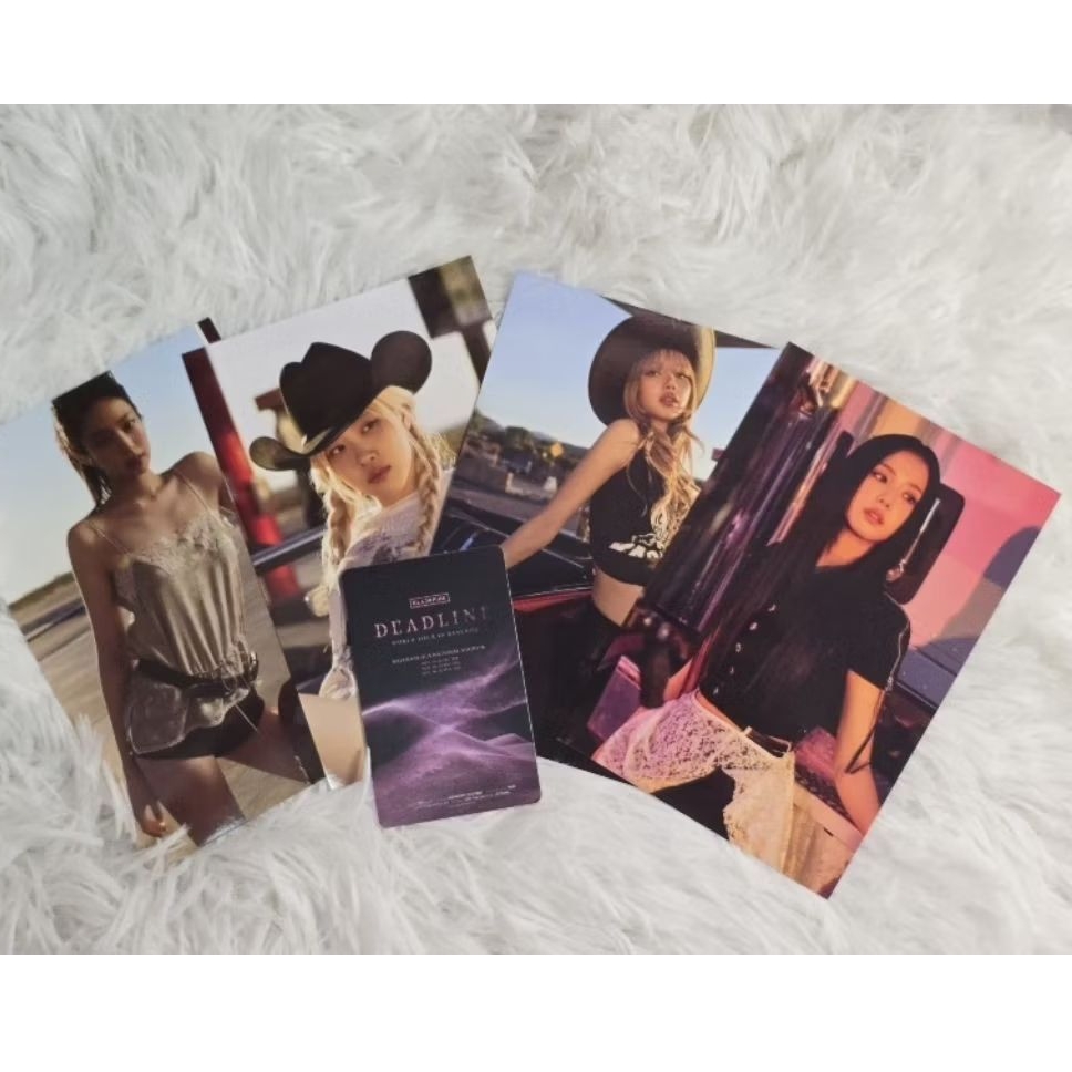 Set บัตรแข็ง+โปสการ์ด Jennie-Rose'-Lisa-Jisoo (Official จาก Deadline World Tour in Bangkok) #Blackpi