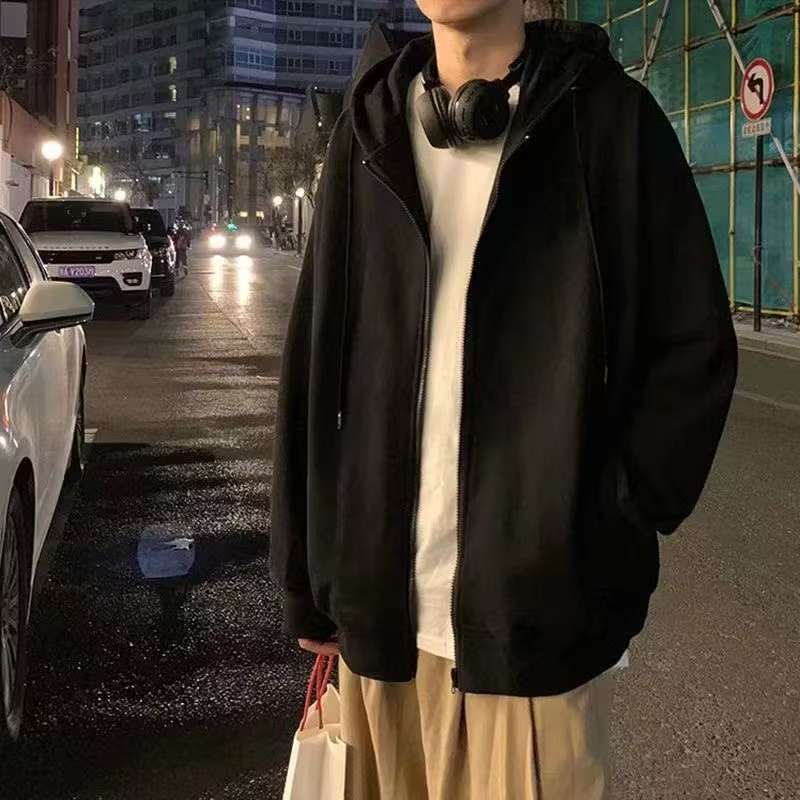 เสื้อฮู้ดผู้ชายแขนยาวผ้าบาง ทรงหลวมใส่สบาย สไตล์มินิมอล ราคาดี