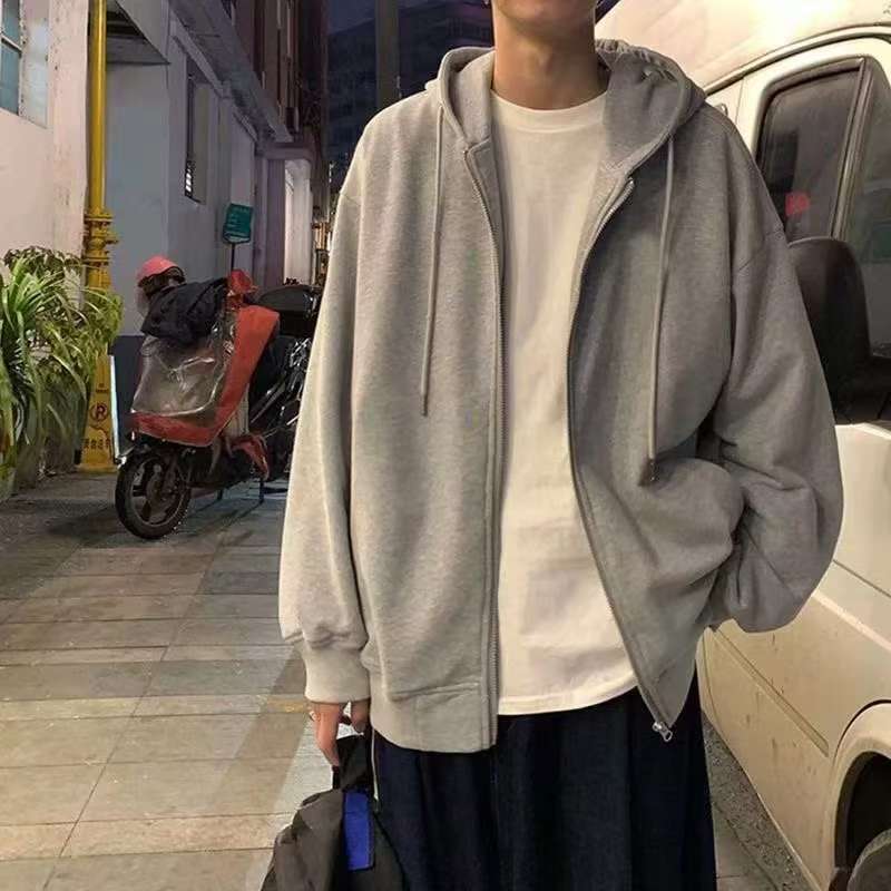 CC-34403 ⚡️ พร้อมส่ง⚡️เสื้อกันหนาวผ้าบาง  แขนยาว มีฮู้ด ทรงหลวม ใส่สบาย สุดเท่ รูปที่ 7