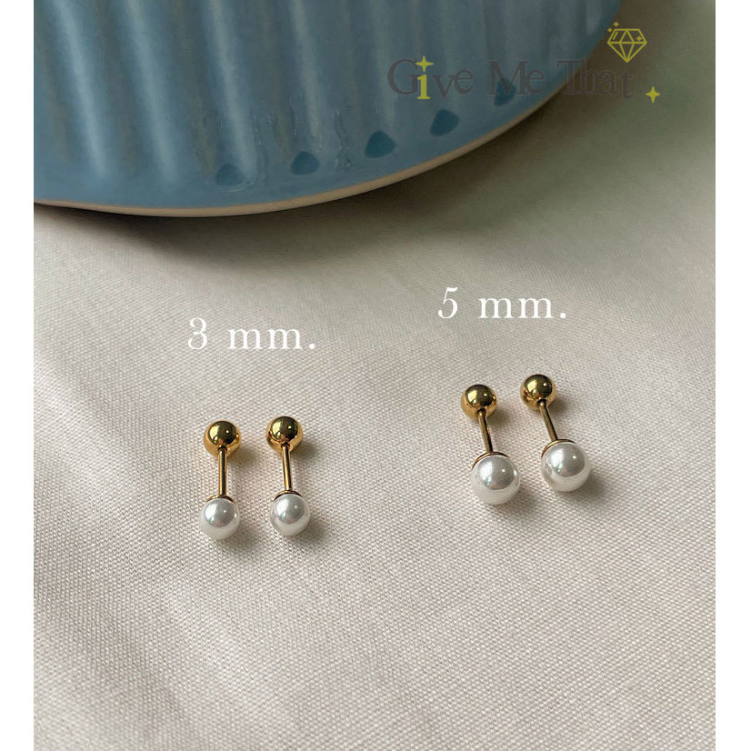 ต่างหูจิวสแตนเลสแท้ สไตล์มินิมอล Minimal จิวมุก แบบติดหู รุ่น Pearl Earrings Givemethat