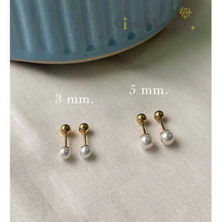 ต่างหูจิวสแตนเลสแท้ สไตล์มินิมอล Minimal จิวมุก แบบติดหู รุ่น Pearl Earrings Givemethat