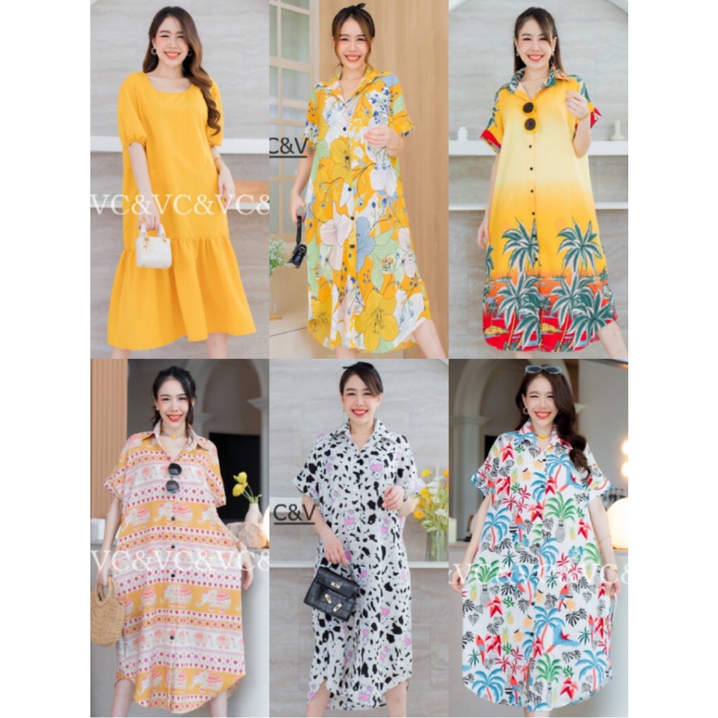 🌷เดรสยาว ปกเชิ้ต  กระดุมหน้า เดรสผ้านิ่มพลิ้วทรงสวย มีกระเป๋า สวมใส่สบาย  คุณภาพดีจ้า
