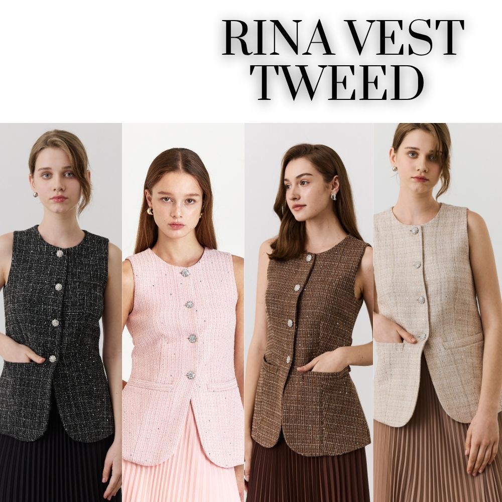 MAVE เสื้อ รุ่น Rina vest สี Mocha tweed,Black tweed,Clay tweed,Rose pink tweed