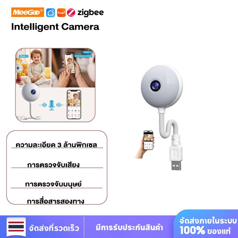 MeeGoo กล้องวงจรปิด กล้องเลี้ยงเด็ก กล้องวงจรปิดไร้สายดูผ่านมือถือได้ 3MP 1080P มุมกว้าง 2.4GHz