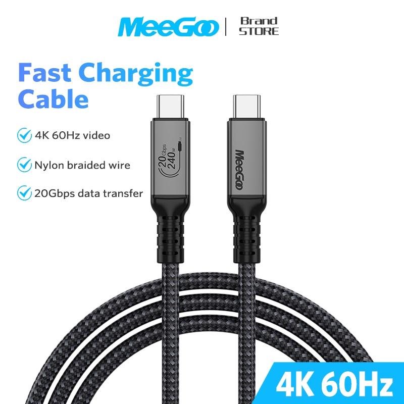 MEEGOO สายชาร์จเร็ว รองรับการส่งข้อมูล/การส่งสัญญาณเสียงและวิดีโอ USB3.2 4K60Hz 240W ชาร์จมือถือ แท็บเล็ต และแล็ปท็อปได้