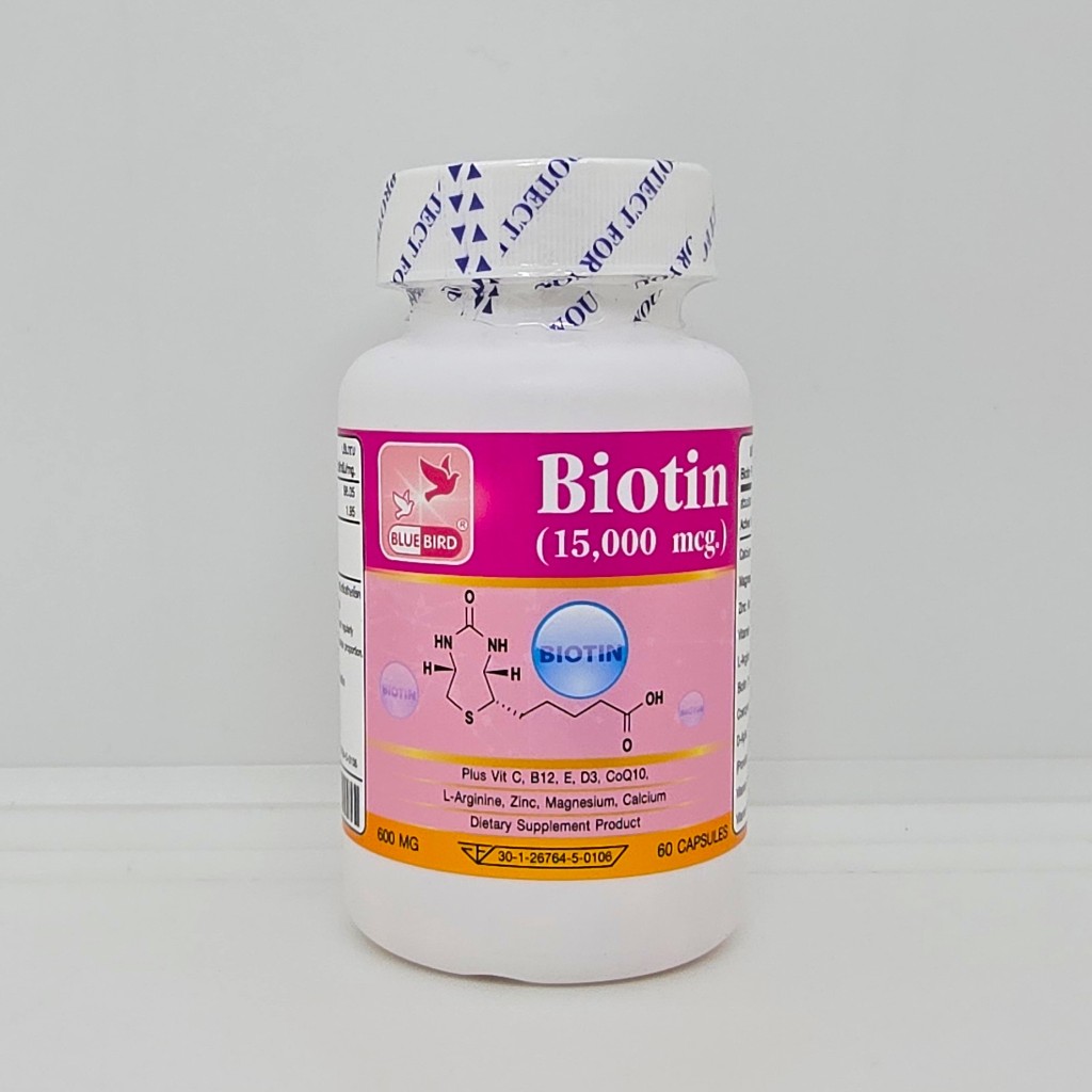 Biotin Plus 15000 mcg ไบโอติน พลัส วิตามินบี 7 vitamin B7 ตรา บลูเบิร์ด 600 มก. 60 แคปซูล - รูปที่ 4