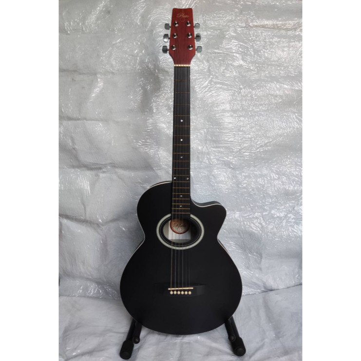 กีต้าร์โปร่งหลังเต่า Plato ทรง Ovation Guitar - black color 38นิ้ว สีดำ ยอดนิยม