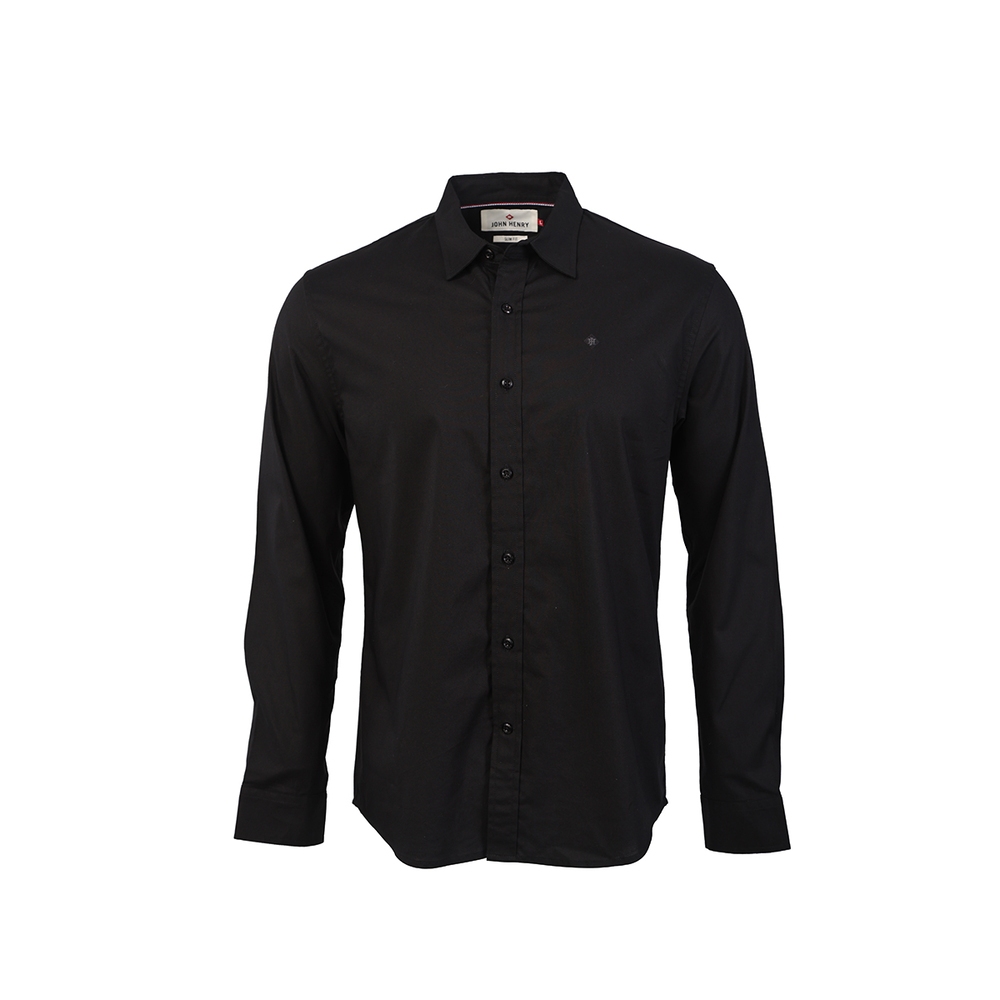 John Henry เสื้อเชิ้ตผู้ชายแขนยาว ทรงเข้ารูป รุ่น JH F525MSLSM01 - สีดำ