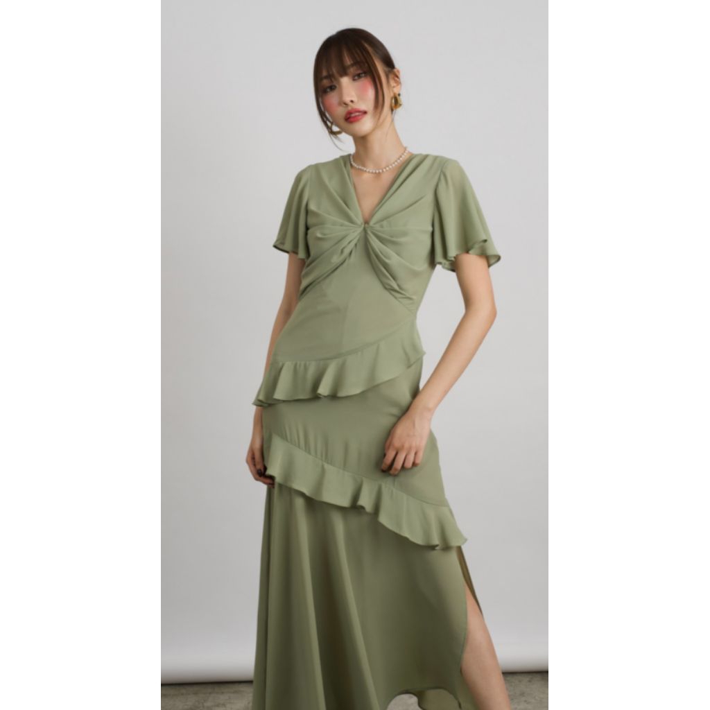 ส่งต่อ VenusP. Monroe dress เดรสออกงาน ผ้าชีฟอง สีเขียว L