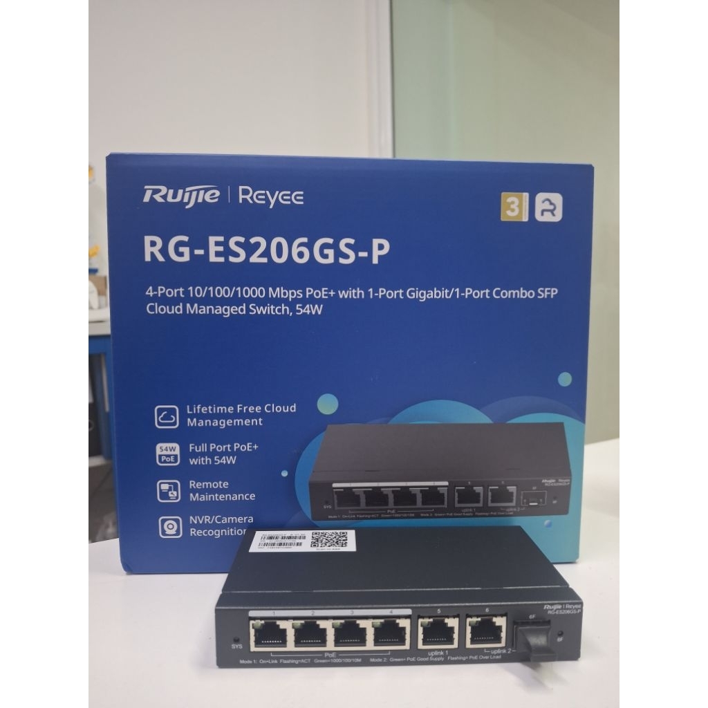 RG-ES206GS-P Reyee 6-Port Gigabit Smart Cloud Mananged PoE Switch