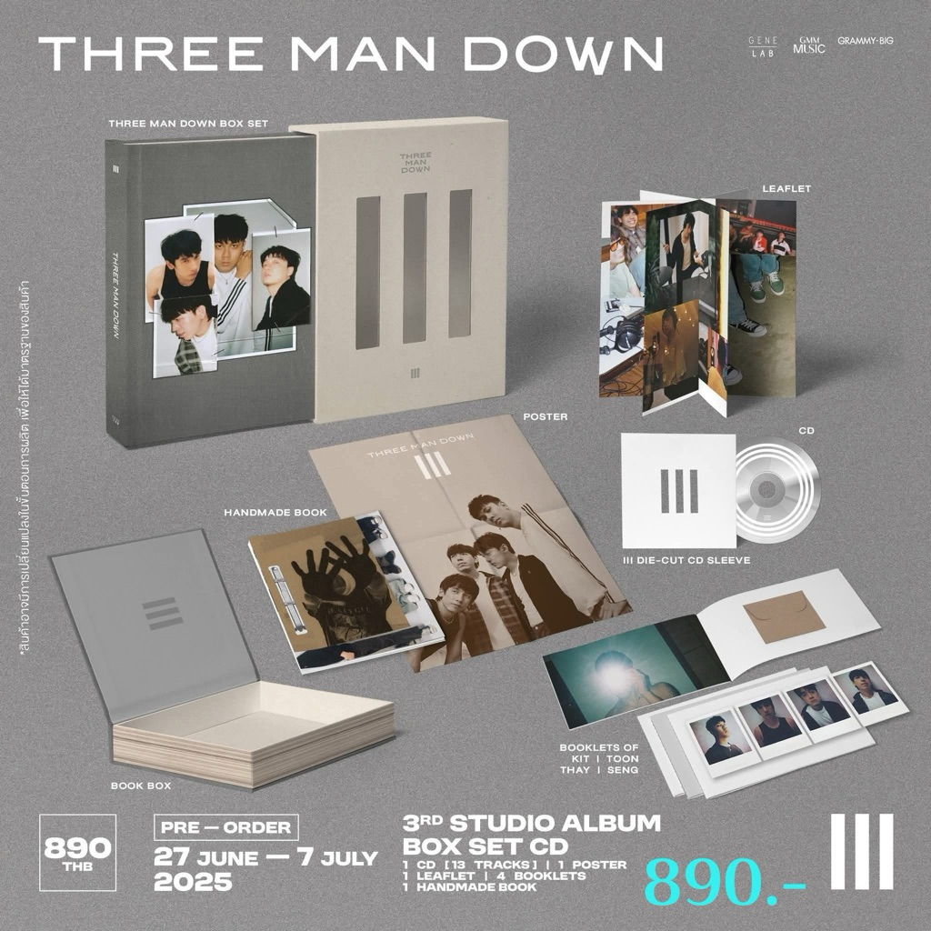 📦บ็อกเซ็ต Three Man Down ทรีแมนดาวน์ อัลบั้ม III ปี2568 (ซีดีมือ1) ซีล
