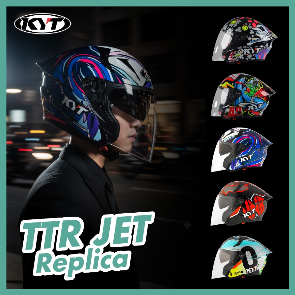 KYT หมวกกันน็อคเปิดหน้า TTR - JET ลายนักแข่ง รุ่นใหม่ล่าสุด ปี 2025