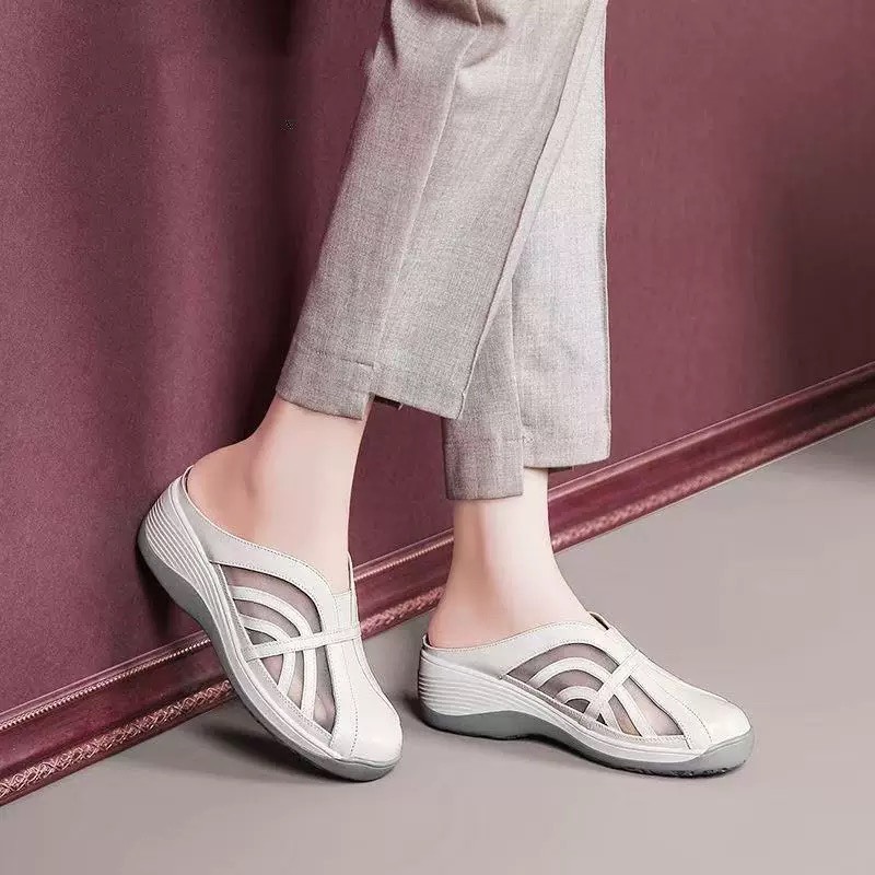 Shoes I amm B34 **ร้านจริงส่งตรงจากนครนายก** รองเท้าสุขภาพสวมหัวมน เปิดส้นซีทรู น้ำหนักเบา ซัพพอร์ตการเดินสบาย