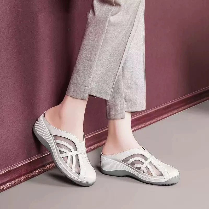 Shoes I amm B34 **ร้านจริงส่งตรงจากนครนายก** รองเท้าสุขภาพสวมหัวมน เปิดส้นซีทรู น้ำหนักเบา ซัพพอร์ตการเดินสบาย