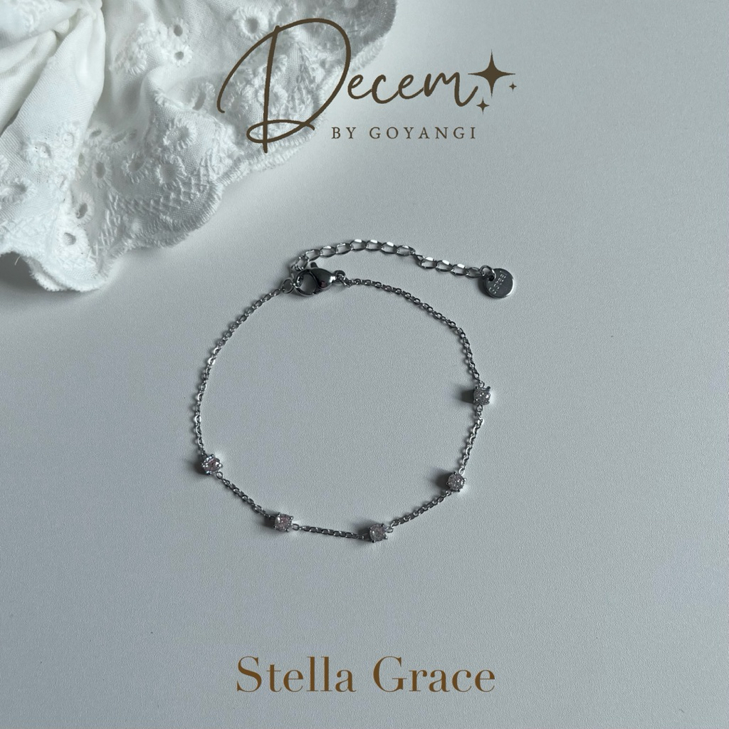 [New]Decem - สร้อยข้อมือรุ่น Stella grace ประดับคริสตัล สแตนเลสสามารถใส่โดนน้ำได้ ไม่ลอกไม่ดำ มีถุงเก็บแถมให้