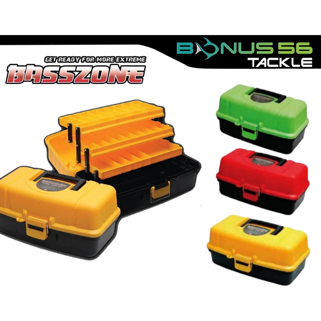 กล่องใส่อุปกรณ์ตกปลา BASSZONE TACKLE CASE BOX 3ชั้น สวยทน แข็งแรง