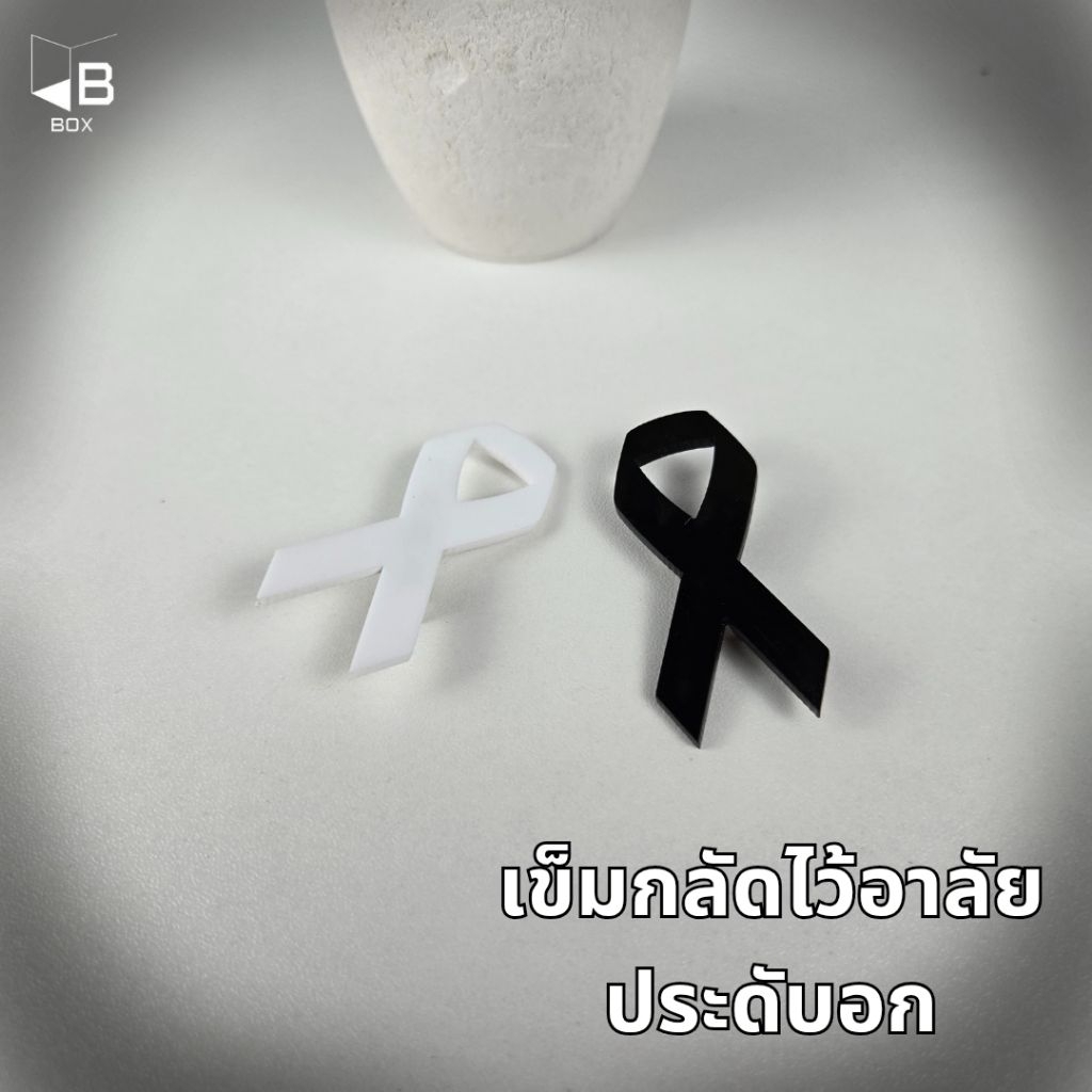 เข็มกลับริบบิ้น เข็มกลัดไว้อาลัย เข็มกลัดขาวดำ เข็มกลัดไว้ทุกข์