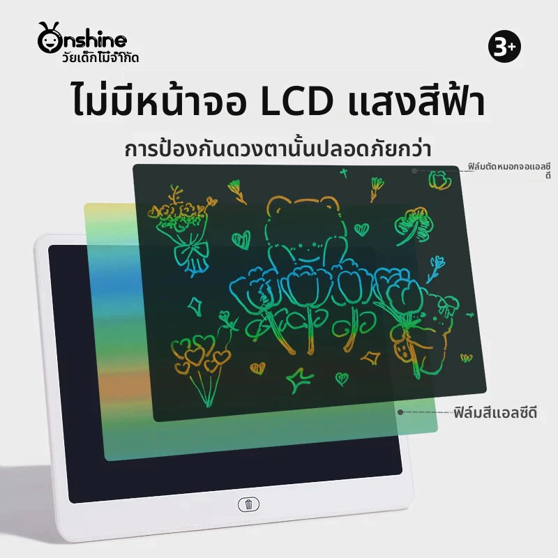 กระดานวาดรูปของเด็ก แผ่นวาดภาพ กระดานเขียนลบได้ lcd 11.5/16 นิ้ว จอเป็นสี กระดาน Writing Tablet ไอแพดของเล่น - รูปที่ 2