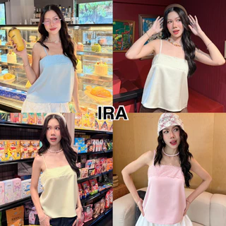 BY IRA Amanda strap top เสื้อสายเดี่ยว ผ้าซาติน แต่งลูกไม้ช่างอก ดีเทลหรู ลุคคุณหนู คุณใจ