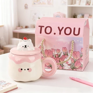Gift Set ของขวัญวันเกิดเซรามิกถ้วยสำหรับเพื่อนที่ดีที่สุดแมวดำน้อยถ้วยเซรามิกมาร์คถ้วยของขวัญเพื่อน