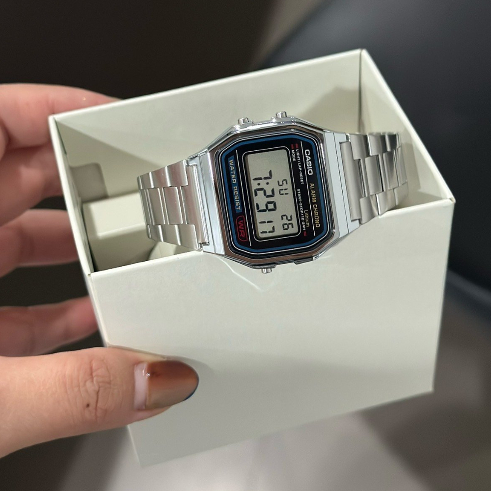 Casio Standard นาฬิกาข้อมือผู้ชาย สายสแตนเลส รุ่น A158 A158WA A158WEGV (A158WA-1,A158WEGV-9A)