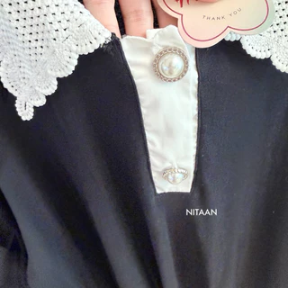 NITAAN 🐻 ELSA DRESS (สีพื้น)มาค่า เดรสคอปกขาวลูกไม้ ต่อระบายขาวคอตตอน น่ารักมากก ตัวชุดผ้ายืดน้า