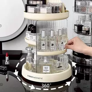 ชั้นวางเครื่องสำอาง ชั้นวางของอเนกประสงค์แบบหมุน 360 องศา ปรับระดับชั้นได้ ประหยัดเนื้อที่ หยิบใช้งานง่าย