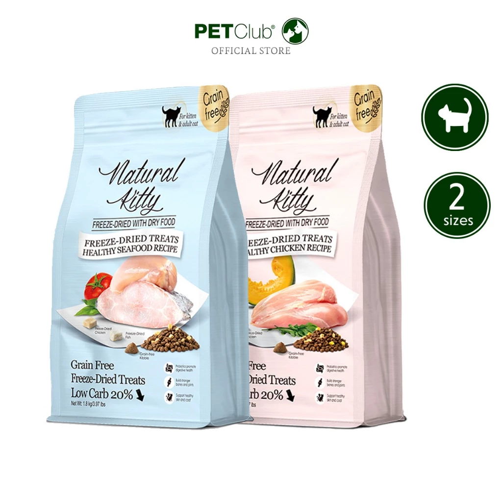 [PETClub] 💥ใหม่💥Natural Kitty Freeze-Dried with Dry Food for Cat - อาหารเม็ดแมวผสมฟรีซดราย 2 รสชาติ