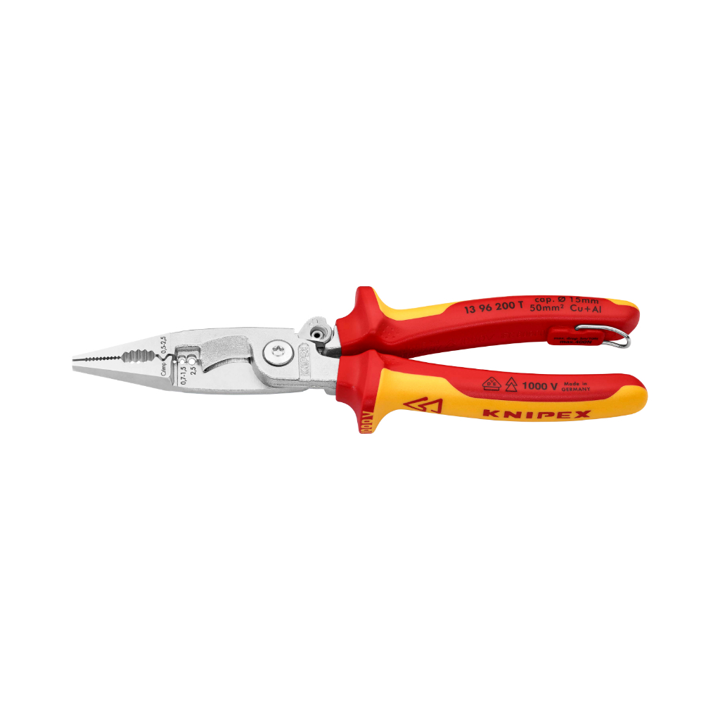 KNIPEX Multifunctional Pliers VDE คีมเอนกประสงค์สำหรับงานติดตั้งไฟฟ้า VDE 200 มม. รุ่น 1396200T