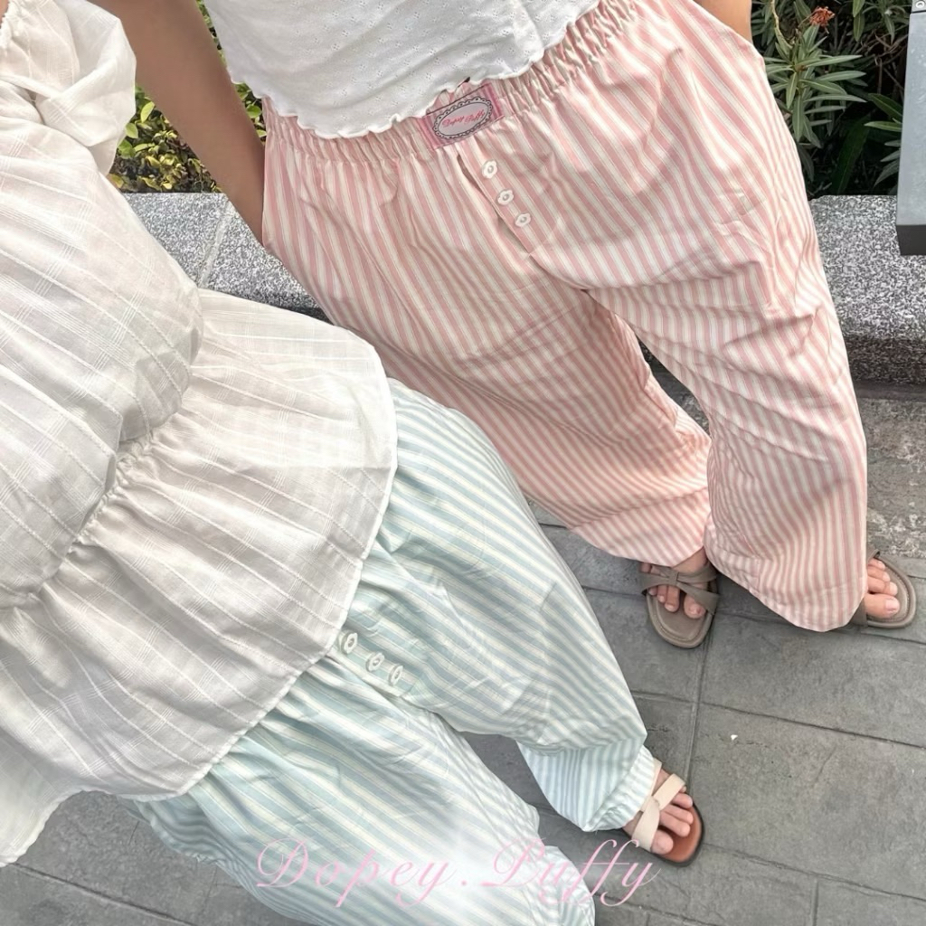 (ส่งต่อ)DOPEY.PUFFY / Candy pants กางเกงขายาวลายทางมีสีฟ้า/ชมพู/เหลืองใส่ครั้งเดียว