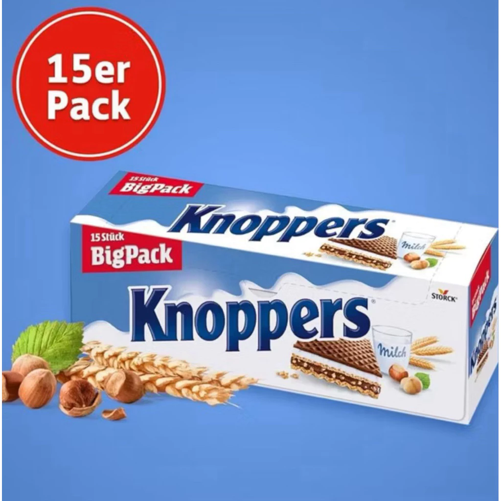 Knopper เวเฟอร์ สอดไส้ ช๊อกโกแลต 375g สินค้าเยอรมัน