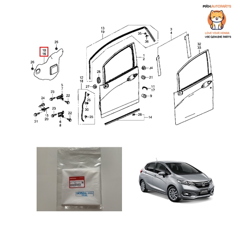 แผ่นกันน้ำแผงประตูด้านใน Honda Jazz GK 2014-2020 แท้ศูนย์ ราคาต่อ 1 ข้าง