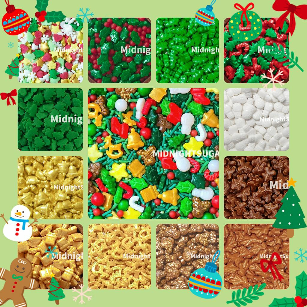 น้ำตาลแต่งเค้ก​ 🎄🎅Christmas Sprinkles เทศกาลคริสมาส🎄🎅(แบ่งขาย 25 กรัม) 🇹🇭 🚚พร้อมส่งในไทย🚚 🇹🇭
